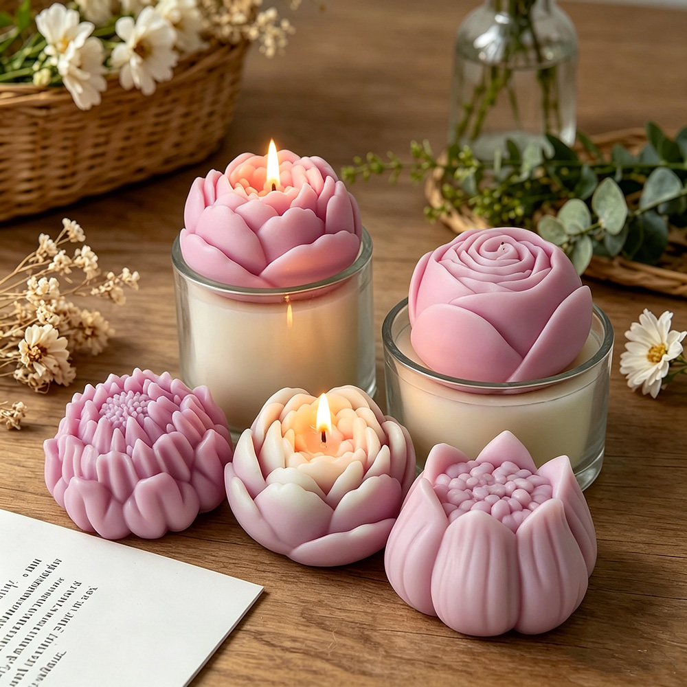 Candle Supplies Shop - 3D 꽃 실리콘 몰드 모란 장미