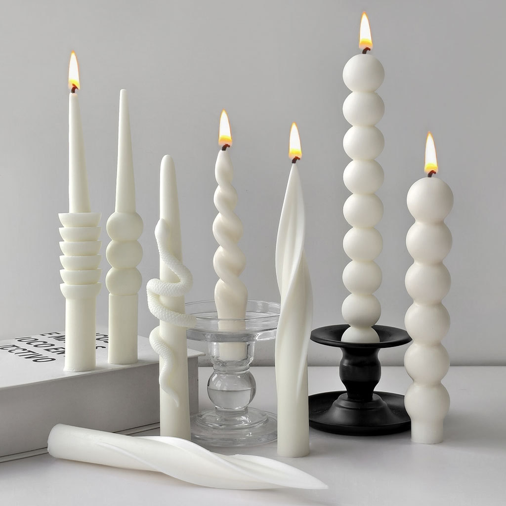 Candle Supplies Shop - 기하학적 롱 로드 캔들 몰드 수제